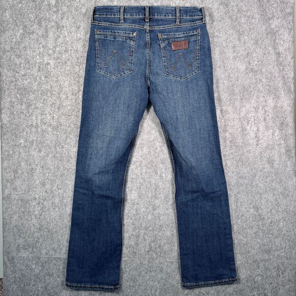 Wrangler Retro Slim Boot Jeans Mens 35x34 (Fits 35x33) Blue Denim Western Cowboy - Picture 10 of 12